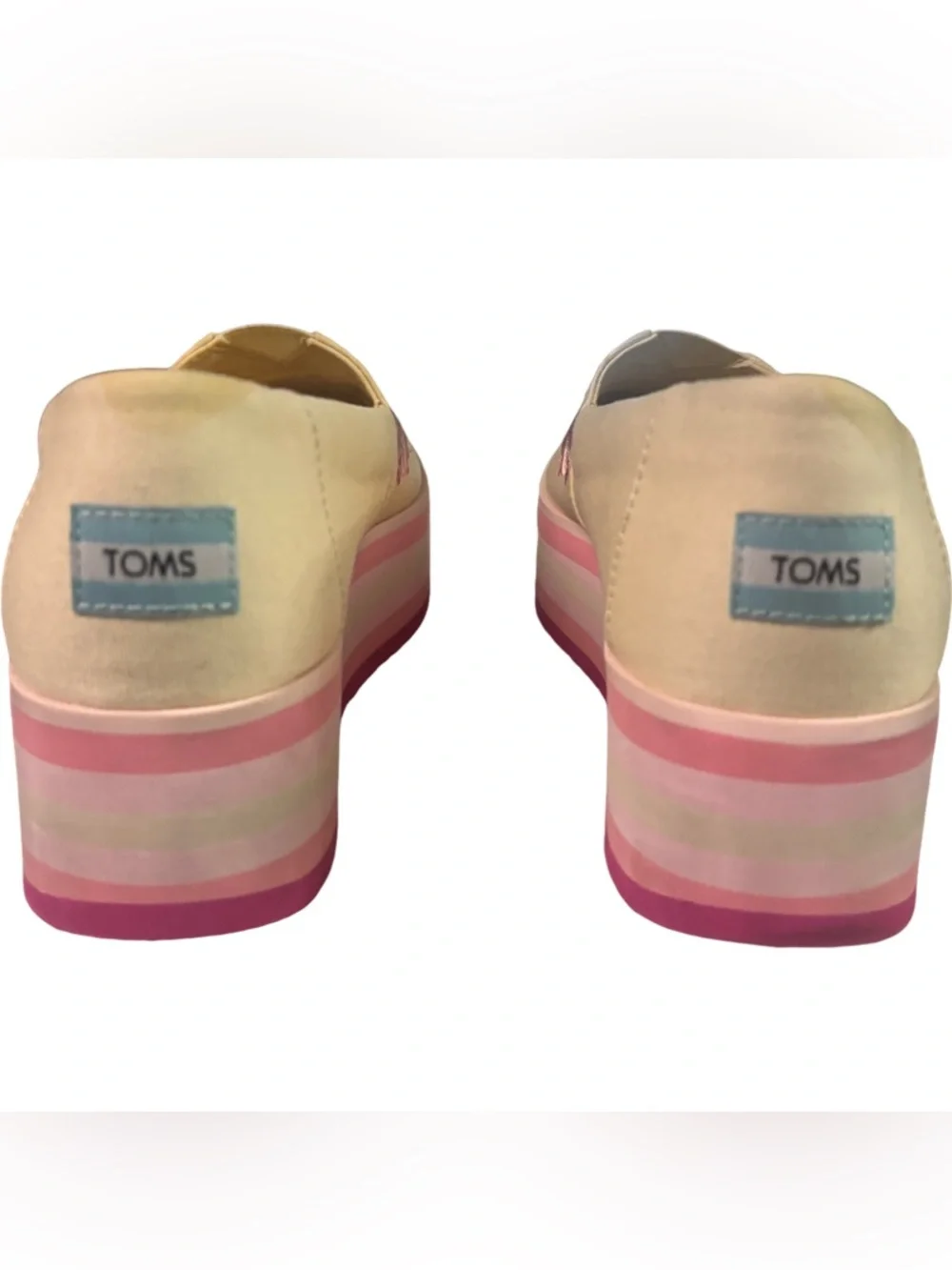 Toms Alpargata Platform Pink Poppies Embroidered Canvas Size 10